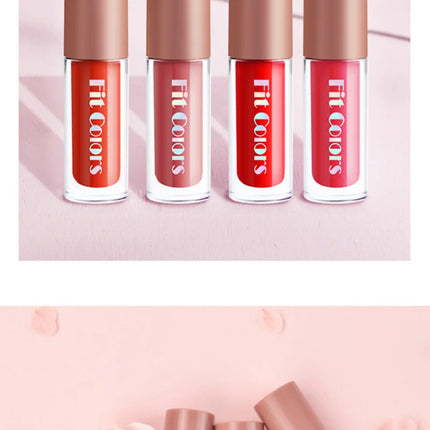 Fit Colors Velvet Lip Gloss Set — 4-Piece Non-Transfer, Diamond Finish, Long-Lasting Lip Gloss Collection
