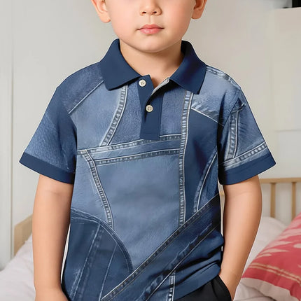 Polo Shirts for Kids Gradient Striped 3D Print Fashion Child Polo Shirt Boy Clothes Lapel Tops Street Casual Children's Clothing