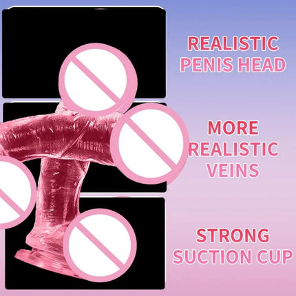 Soft Pink Dildo with Suction Real Dildo Fake Dick Penis Erotic Adult Gay Sex Toys Anal Plugs for Women Sexyshop Penis Products