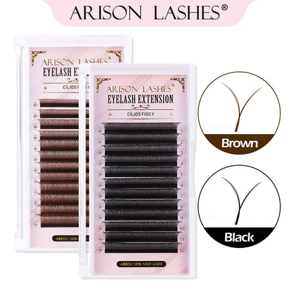 ARISON 2D YY Lashes Double Tips Eyelashes Extension Premade Volume Fan Y-shape False Eyelash Super Soft Cilios Y For Wholesale