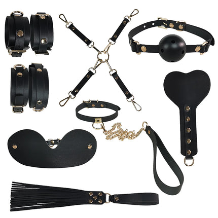 BDSM Erotic Restraint Toy Box Set 9-Piece Bondage Kit  Couples Blindfold Spanking Slave Roleplay Sex Game Portable Props