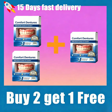 Upper & Lower Full Mouth Silicone Dentures, Lifelike Fake Teeth, Ideal for Daily Oral Care & Confidence Boost