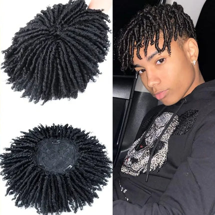 6inch Afro Dreadlock Hair Toppers Hair Pieces Synthetic Kinky Curly Wig One Piece Dreads Toupee Clip Hair for Women And Men