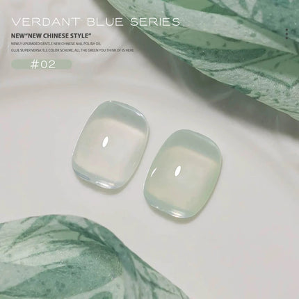 MN 12ML 1-12PCS Chinese Style Turquoise Gel Nail Polish 2026 New Ice Transparent Green Jelly Gel Polish Yellow Green Nails