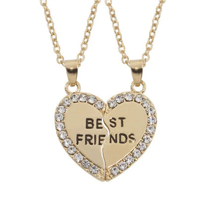 Zircon Best Friend Zircon Love Couple Pendant Necklace 2 Pcs/ Set Rainbow Broken Heart BFF Good Friends Friendship Jewelry Gift