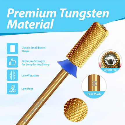 MagiBling Crystal Top Small Barrel Carbide Nail Drill Bits Left Right Hand Cuticle Gel Polishing Remove Easy Use Manicure Tools