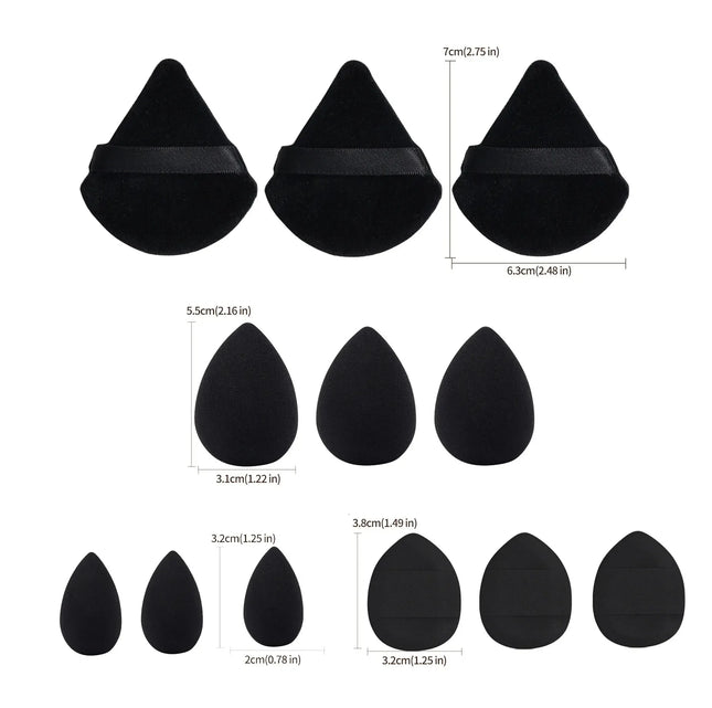 12pcs Makeup Puff Kit Blending Sponge Triangle Powder Puff Finger Air Puff For Flawless Make Up Beauty Tool Facial Tool