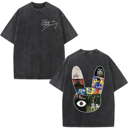 Washed Vintage Rapper Bad Bunny T-shirt Debi Tirar Mas Fotos DTMF Album 2025 T Shirts Men Women Hip Hop Oversized T-shirts Tops