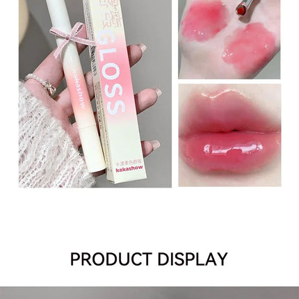 Kakashow Mirror Watery Lip Gloss Iron Brush Head Jelly Lipgloss Moisturizing Lip Tint Lipstick Nature Nude Lips Makeup Cosmetics