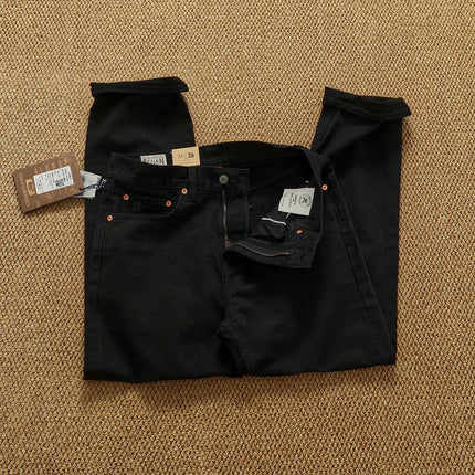 Advanced Washed Black American Retro Distressed Straight Jeans for Men Autumn and Winter Heavyweight Thick Simple Loose Trousers