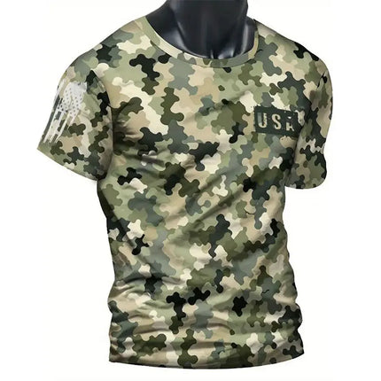 Summer New Men's T-shirt Sniper Printed Short-sleeved Top Men's Fitness Breathable Short-sleeved Street Fighting People Clothing