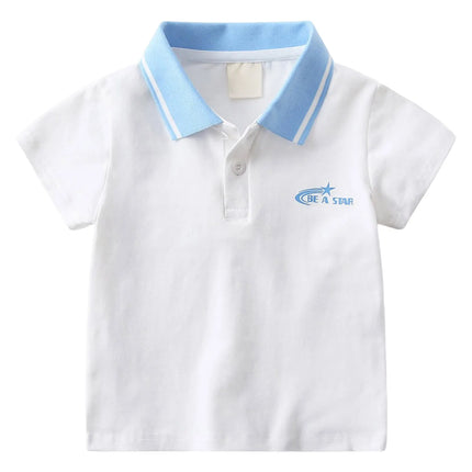 Fashion Kids Boys POLO Shirts Kids Short Sleeved T-shirt Star Print Tee Tops Toddler Polos Shirt 3 To 7Yrs Children Clothing