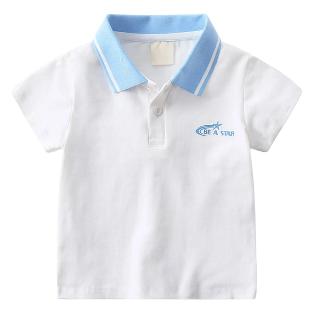 Fashion Kids Boys POLO Shirts Kids Short Sleeved T-shirt Star Print Tee Tops Toddler Polos Shirt 3 To 7Yrs Children Clothing