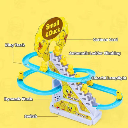 DIY- Electric Small Ducks Climbing Toys Ducks Chasing Race Track Game Set with Lights & Music Roller Coaster Toy for Kids Gift