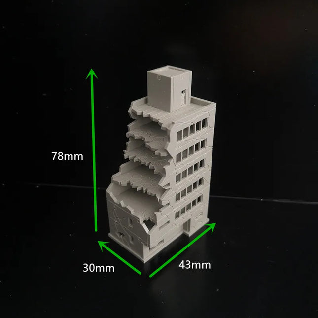 1:300 Simulation Miniature Building Model Battle Damaged City Hifh-rise House Models DIY Military Landscape Assembling Toys 1PCS