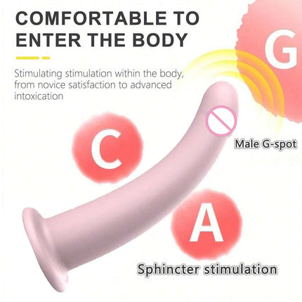 Silicone Anus plug with Strong Suction Cup, Smooth Curve Prostate Massager for Men, Flexible G-Spot & Sphincter Stimulator Toy