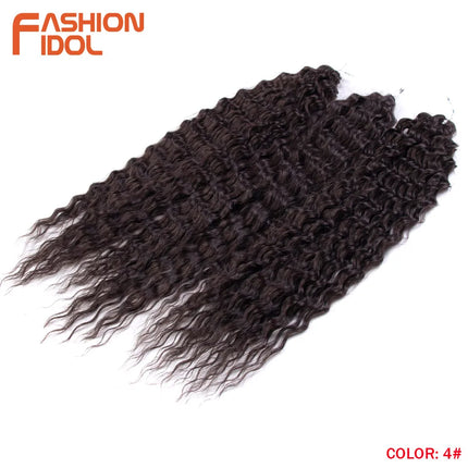 FASHION IDOL 22 Inch 300g 3PCS Ariel Curl Hair Water Wave Twist Crochet Hair Synthetic Ombre Brown Fiber Braiding Hair Extension