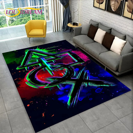 Cartoon Gamer Game Gamepad Area Rug,Carpet Rug for Living Room Kids Bedroom Sofa Kitchen Doormat Decor,Child Non-slip Floor Mat