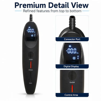 Electric Male Vacuum Pump with Digital Pressure Display, Negative Pressure Trainer Handle, Rechargeable Adult Wellness Device