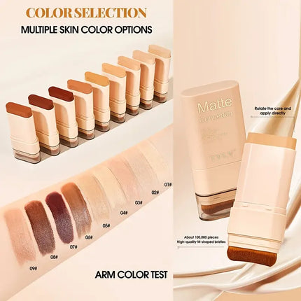 15g 2-in-1 foundation eraser double-ended concealer stick with brush head waterproof, natural makeup, long-lasting cream texture