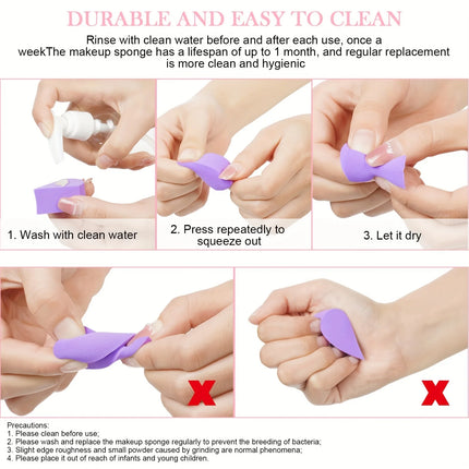 8Pcs Petal Makeup Sponges - Random Color for Foundation/Concealer | Soft Reusable Hypoallergenic Cosmetic Tools