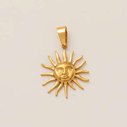 1Pc Stainless Steel Star Sun Moon Series DIY Pendant, Plated with 18K Gold for Color Preserving, Women's Jewelry Gift