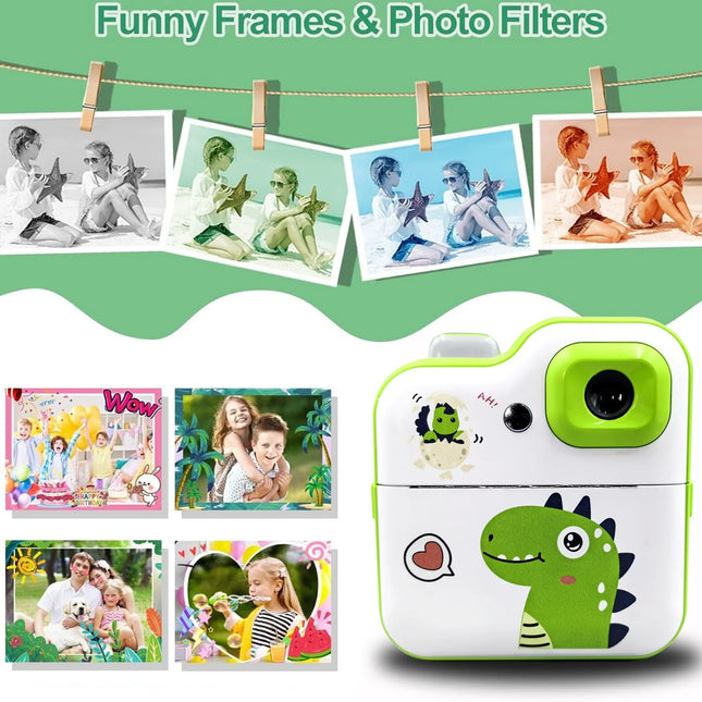 Children Digital Camera Instant Thermal Print Camera 1080 HD Inkless Thermal Print Camera Kids Early Education Puzzle Toys Gift