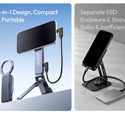 Ulanzi MA58 SSD Enclosure & MagLock Phone Stand Tripod 2 in 1 for iPhone 17 Travel Vlog Tiktok Live Streaming Phone Accessories