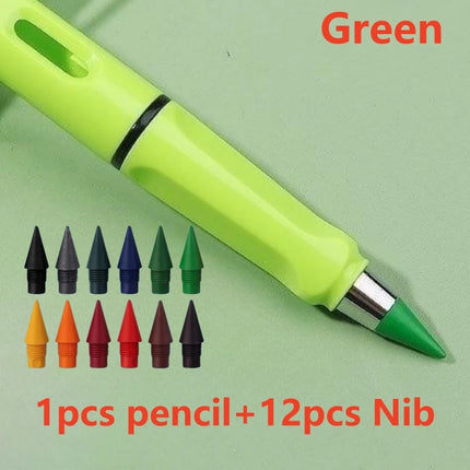 12/13pcs New Technology 12 Color Eternal Pencils No Ink Kawaii Unlimited Pencil School Art Color Sketch Painting Stationery