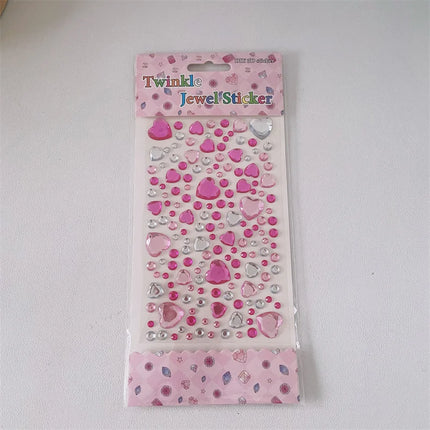 Large Love Diamond Sticker Ins3D Korean Diamond Decorative Handbook Sticker Face Sticker Children's and Girls' Crystal Diamonds