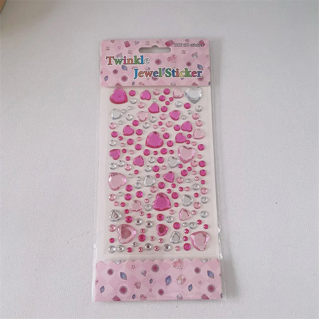 Large Love Diamond Sticker Ins3D Korean Diamond Decorative Handbook Sticker Face Sticker Children's and Girls' Crystal Diamonds