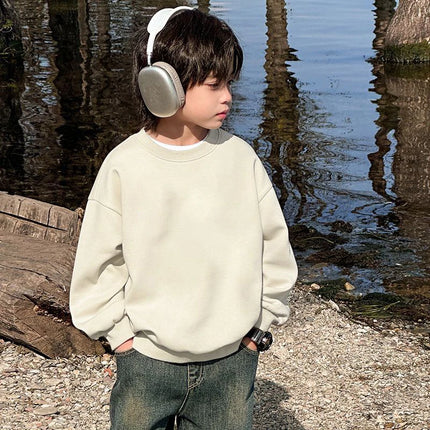 Fashion Girls Boys Sweatshirts Clothing Autumn Solid Color Casual Long Sleeve Pullover Children's Clothes Teen 6 8 10 12 Years
