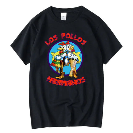 Summer Men's Short-Sleeved High-Quality 100% Cotton Breaking Bad LOS POLLOS Chicken Brothers Printed Casual Men's T-Shirt Male