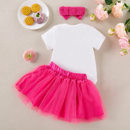 Baby Girl Cake Smash Outfit First Birthday Bodysuit Tutu with Headband Fluffy Toddler Girl Pink Tutu Princess Party Wear