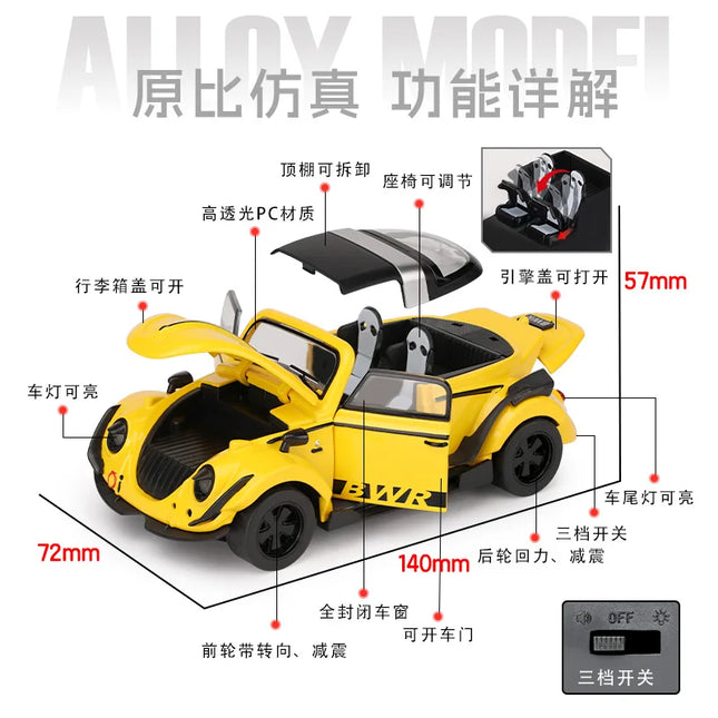 1:32 Volkswagen Beetle 1303 Cabriolet Convertible Alloy Metal Diecast Model Car Boy’s High Simulation Miniature Holiday Present