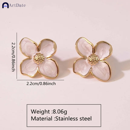 New Temperament Flower Earrings for Women Girls Sweet Korean Fashion Gold Color Crystal Zircon Party Accessories