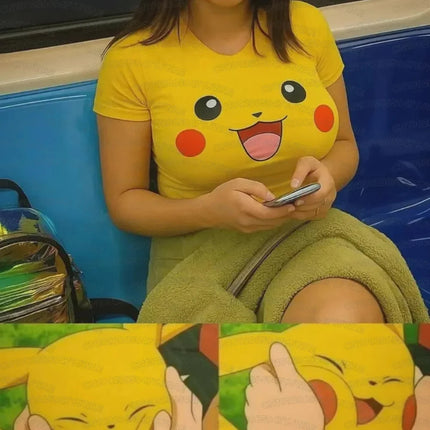 Summer Women's Men's Sports Jersey Pikachu Print Short Sleeve T-Shirt Summer Graphic Tee Crop Top Elegant Y2K Sport T-Shirt