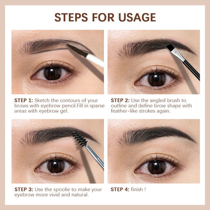 Lakerain 4 Colors Waterproof Eyebrow Gel for Long Lasting, Highly Tinted Liquid Eye Brow Makeup, Sweatproof Double Head Eyebrow