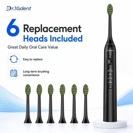 Dr.Yadent YD05 Sonic Toothbrush Gentle to Adult Gum 4 Modes 6 Soft Bristles Heads 2 Mins SmartTimer with Fast USB-C Rechargeable