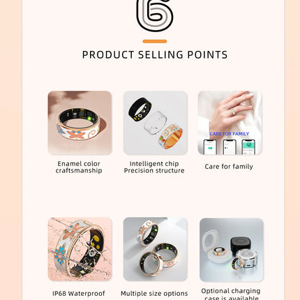 R18 Smart Ring Color Enamels Women Female Stainless Steel Intelligent Finger Ring IP68 Waterproof Smartring Fitness Tracker