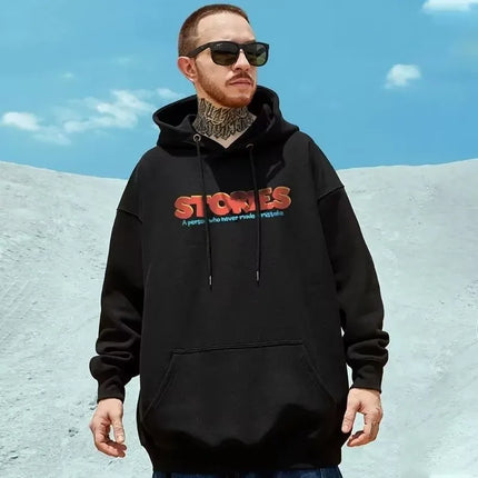 【M-8XL Hoodies】Men Oversized Hoodie Fashion Loose American Color Graffiti Bear Print Long Sleeve Couple Clothes