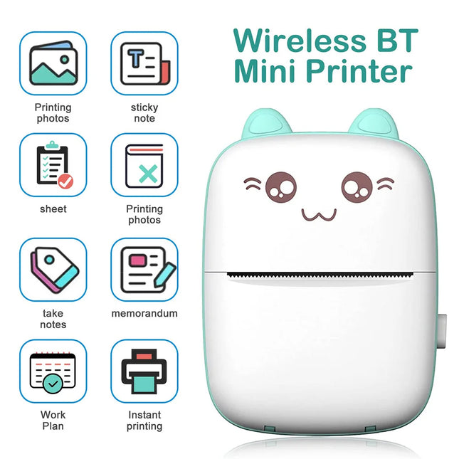 Portable Mini Bluetooth Wrong Printer Mobile Phone Photo Title Note Print Pocket Student Error Label Printer for Children's Gift