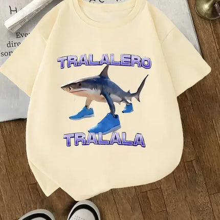 Cool Kawaii Italian Brainrot T-Shirt Kids Cartoon Anime Print Clothes Round Neck Basic Boys Tops Absorbent Casual Shirts Gift