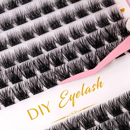 DIY Eyelash Extension Kit Eyelash Book, 384 Clusters of D-Curl Personal Eyelash Clusters - Suitable for At-Home Eyelash DIY, Cat