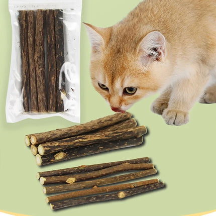 15pcs Natural Matatabi Cat Catnip Toy Kitten Molar Chew Stick Pet Cleaning Teeth Cat Treat Toy Actinidia Silvervine Pet Products
