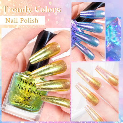 2pcs Chameleon Nail Polish Kit 8ml Natural Dry Saving Time Long Lasting Glitter Nail Art Polish For Manicure DIY Nail Supplies