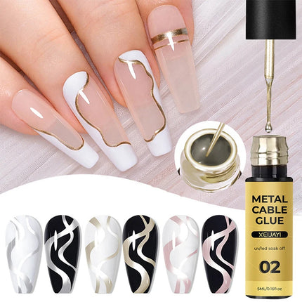 5ml Super Bright Silver Metallic Painting Liner Gel Nail Polish Drawing Stripe Graffiti Mirror Pull Line UV Gel Varnish