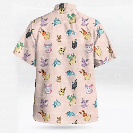 2026 All Eevee Evolutions_ Men’s Pokemon Hawaiian Shirt Unisex Summer Sports Leisure Men's T-Shirt Kid's Clothing Tee Y2k Woman