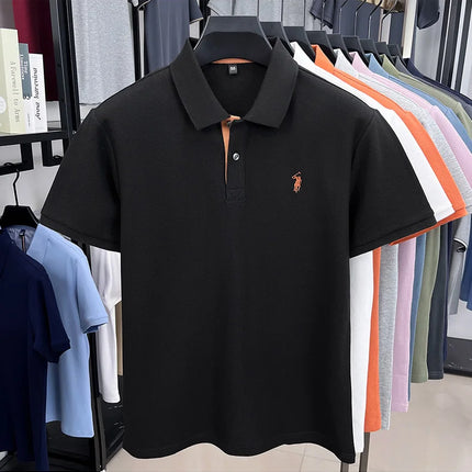 100% pure cotton men's short-sleeved polo shirt, hot-selling summer fashionable horse logo embroidery classic Paul casual T-shirt