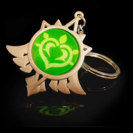 New Teyvat Vision Fontaine Water God Focalors Lyney and Lynette Keychain Luminous 7 Element Eye Of Original God Toy KeyRing
